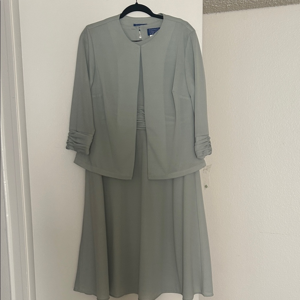 Elegant Mint Green Dress and Jacket Set